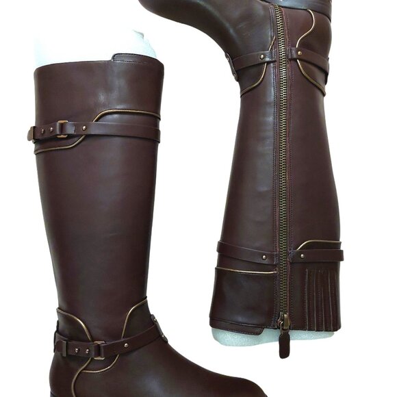 BCBGMAXAZARIA Brown Calf Leather Riding Boots Retail $398 Size 6 - Picture 5 of 12